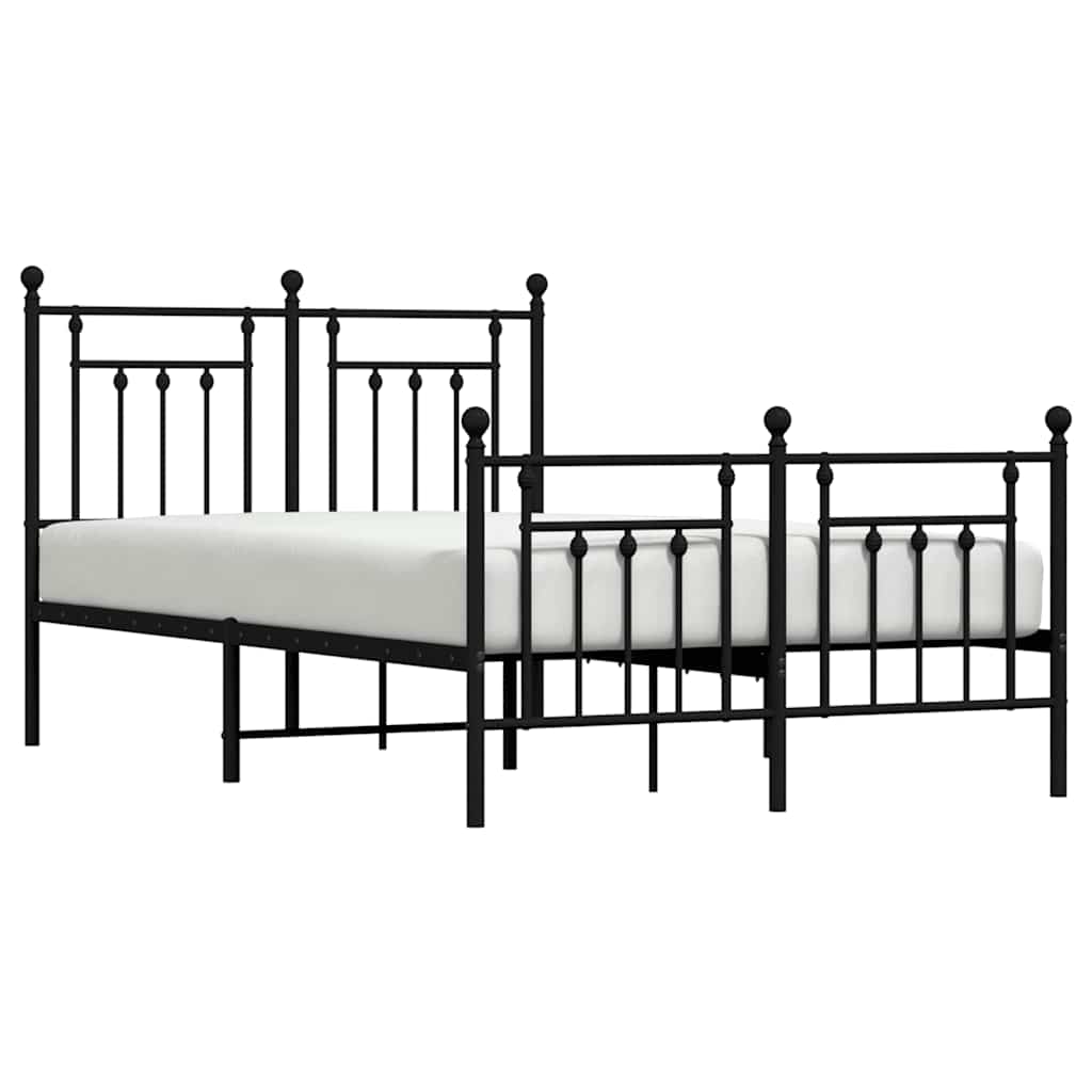 Giroletto con Testiera e Pediera Metallo Nero 135x190 cm | homemem39