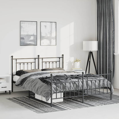 Giroletto con Testiera e Pediera Metallo Nero 135x190 cm | homemem39