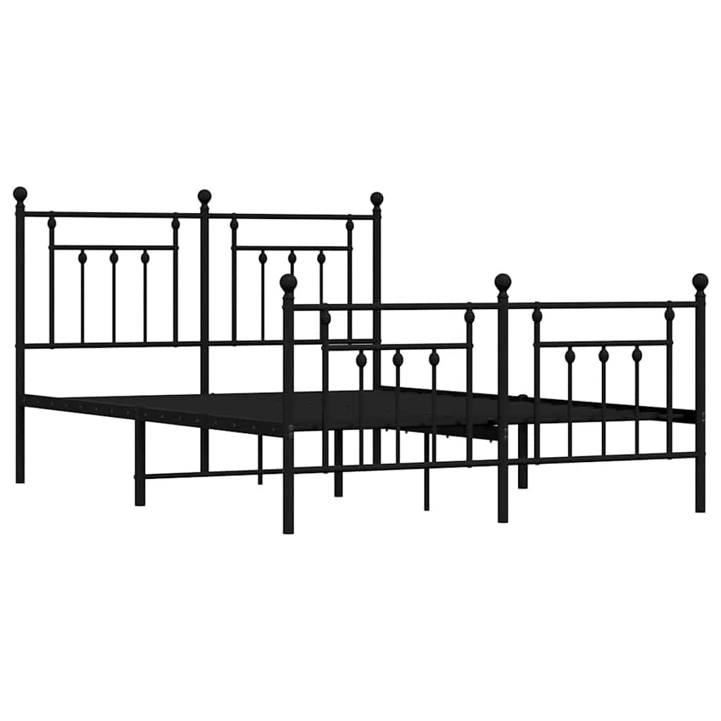 Giroletto con Testiera e Pediera Metallo Nero 140x190 cm | homemem39