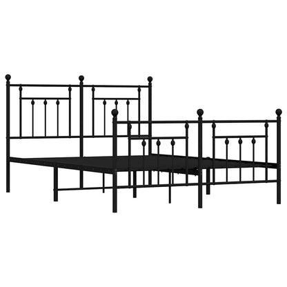 Giroletto con Testiera e Pediera Metallo Nero 140x190 cm | homemem39