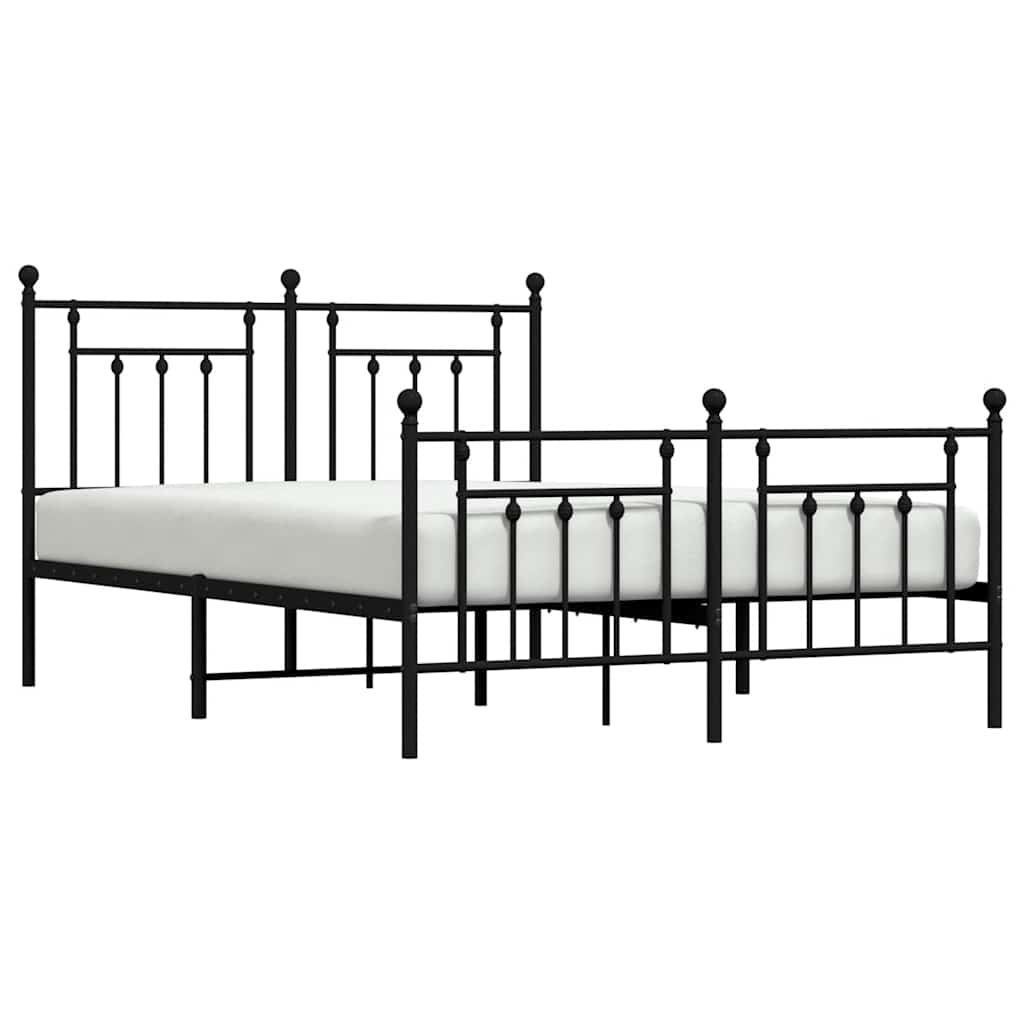 Giroletto con Testiera e Pediera Metallo Nero 140x190 cm | homemem39