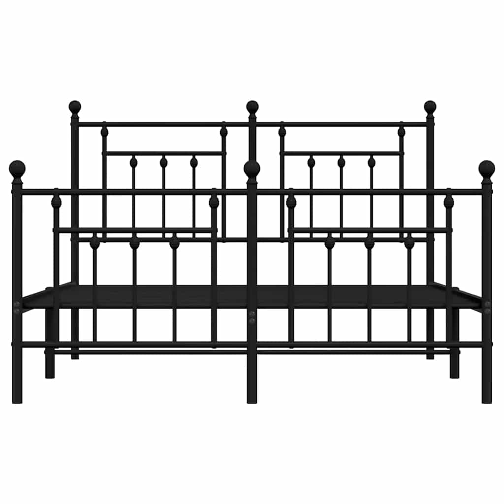 Giroletto con Testiera e Pediera Metallo Nero 140x190 cm | homemem39