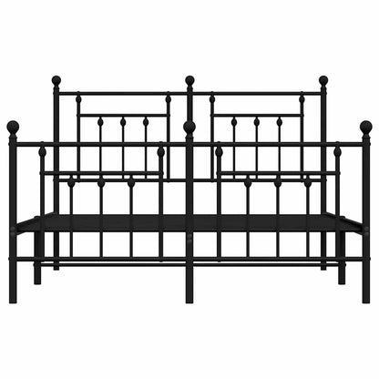 Giroletto con Testiera e Pediera Metallo Nero 140x200 cm - homemem39