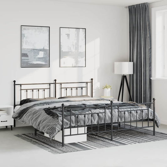 Giroletto con Testiera e Pediera Metallo Nero 183x213 cm | homemem39