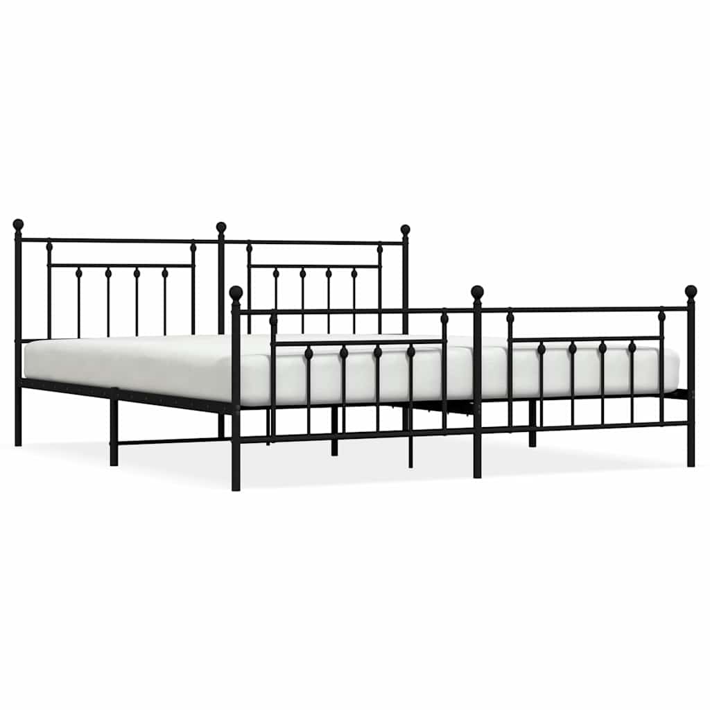 Giroletto con Testiera e Pediera Metallo Nero 193x203 cm | homemem39