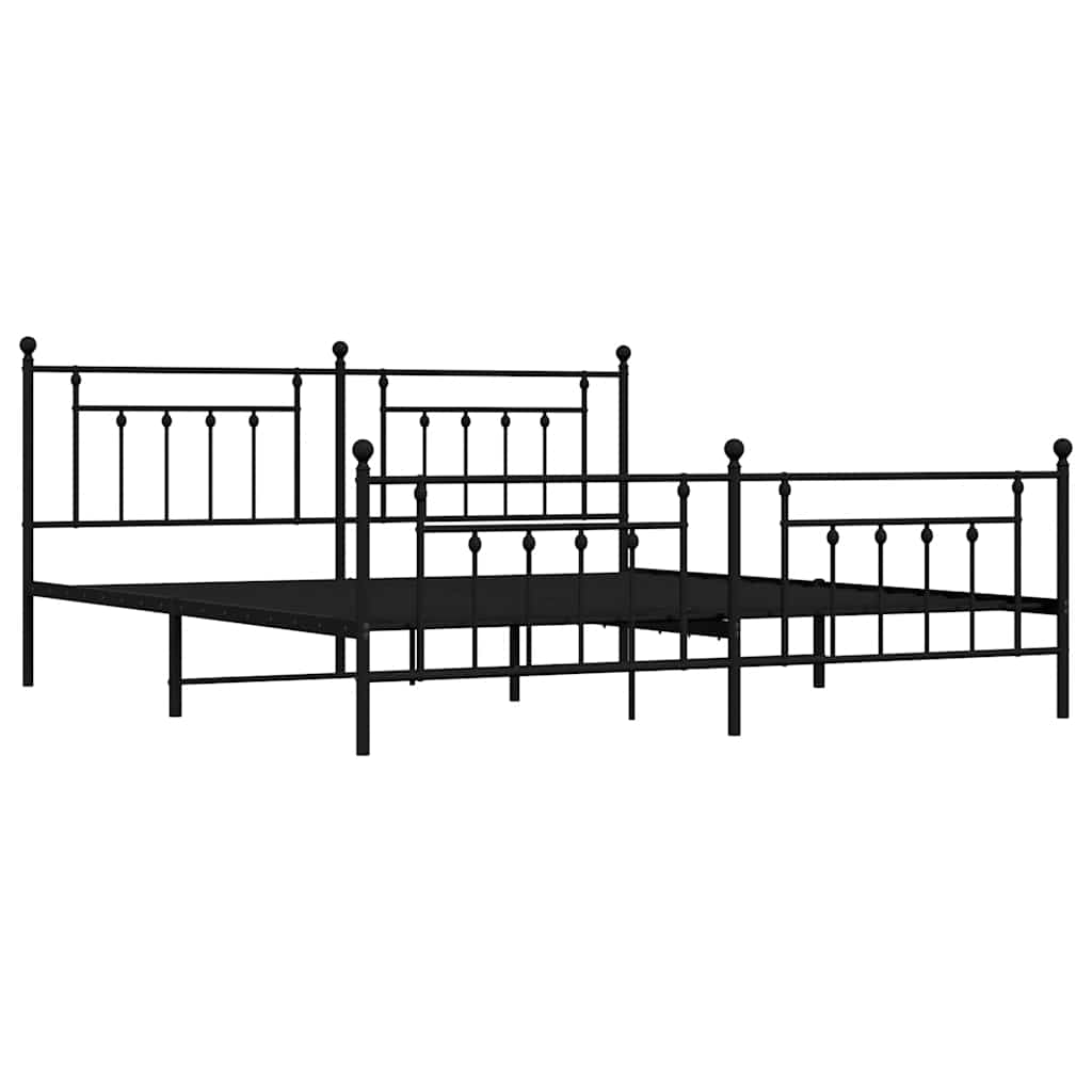 Giroletto con Testiera e Pediera Metallo Nero 193x203 cm | homemem39