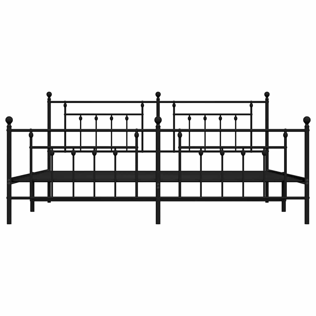Giroletto con Testiera e Pediera Metallo Nero 193x203 cm | homemem39