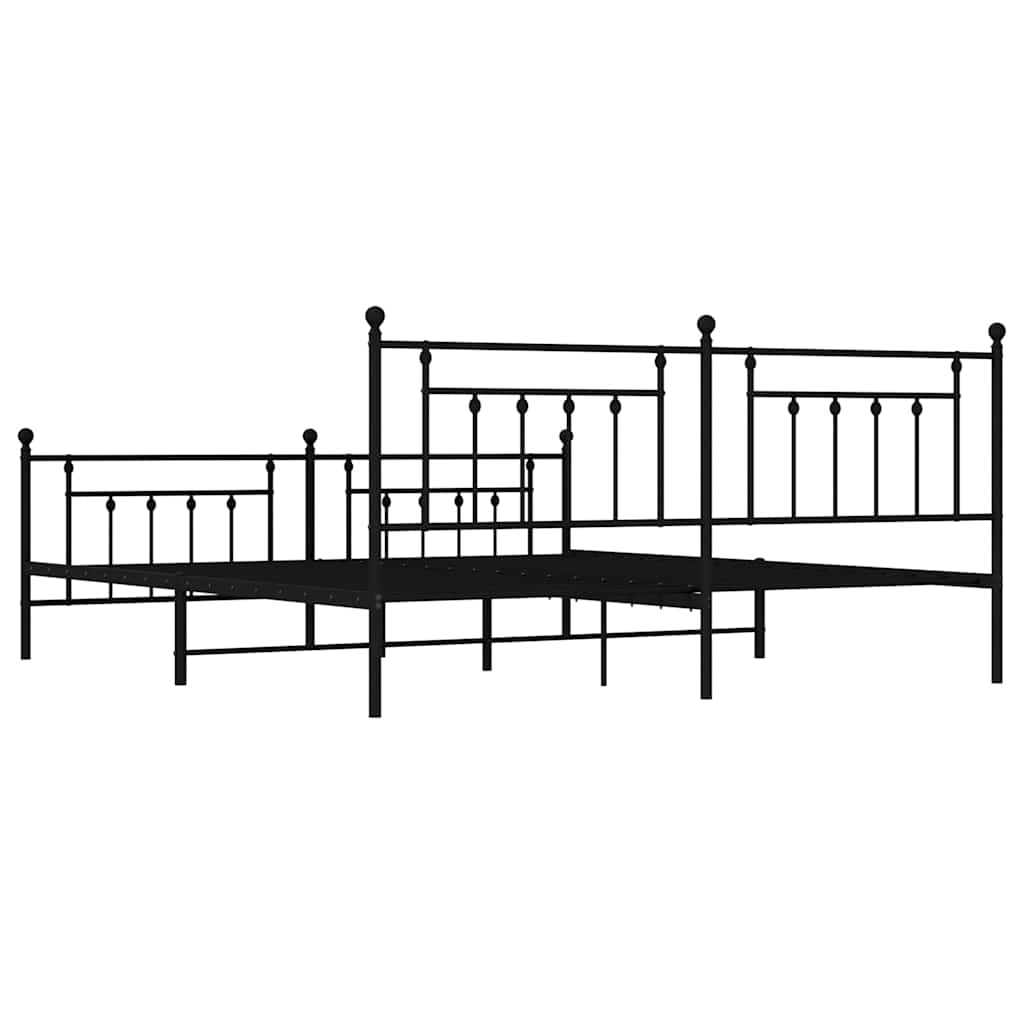 Giroletto con Testiera e Pediera Metallo Nero 193x203 cm | homemem39
