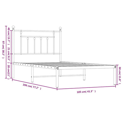 Giroletto con Testiera Metallo Bianco 100x190 cm | homemem39
