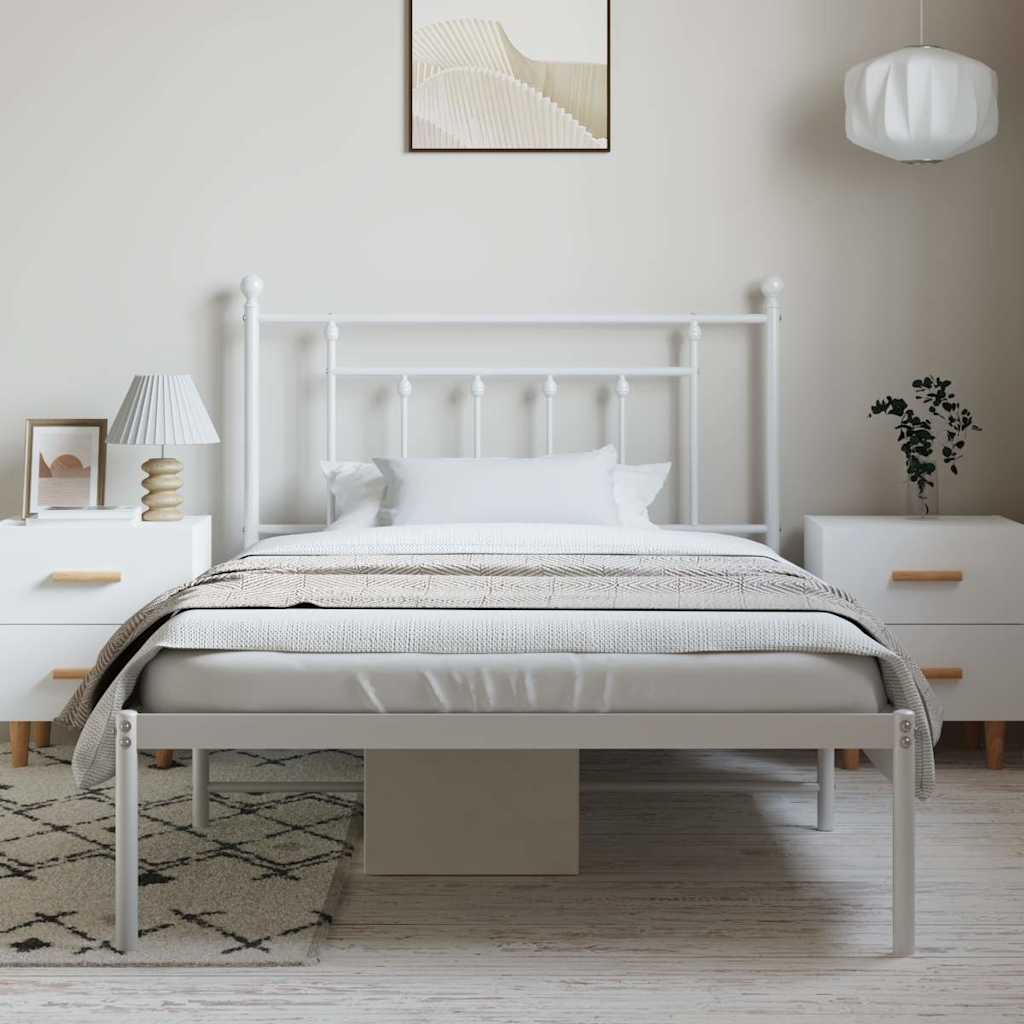 Giroletto con Testiera Metallo Bianco 100x200 cm | homemem39