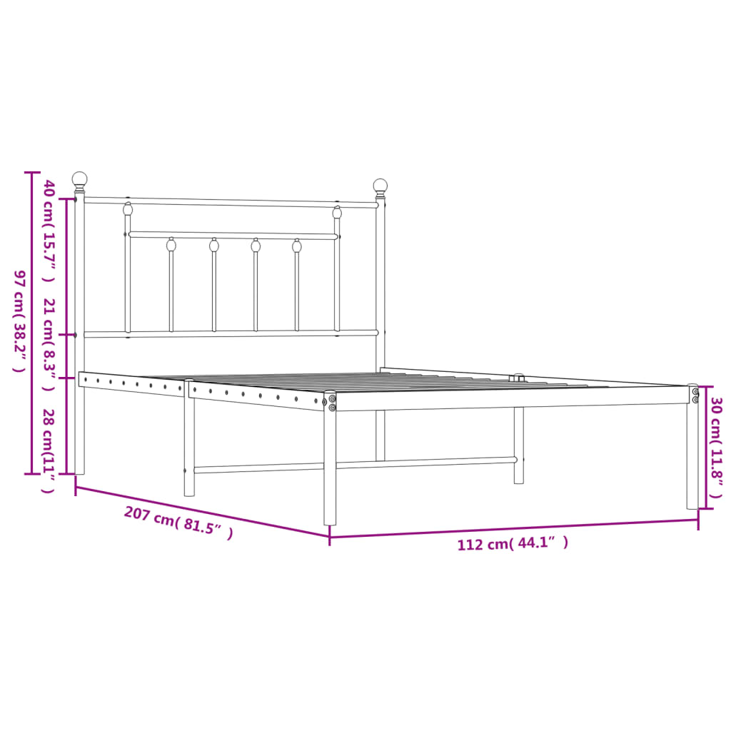 Giroletto con Testiera Metallo Bianco 107x203 cm | homemem39
