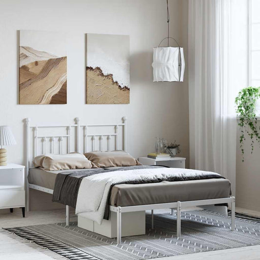 Giroletto con Testiera Metallo Bianco 135x190 cm | homemem39