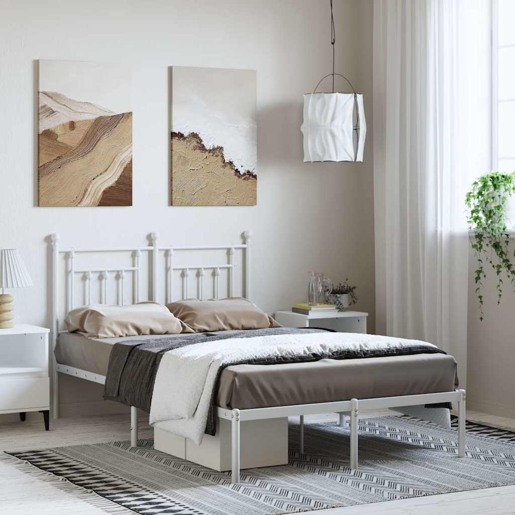 Giroletto con Testiera Metallo Bianco 135x190 cm