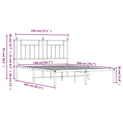 Giroletto con Testiera Metallo Bianco 140x200 cm | homemem39