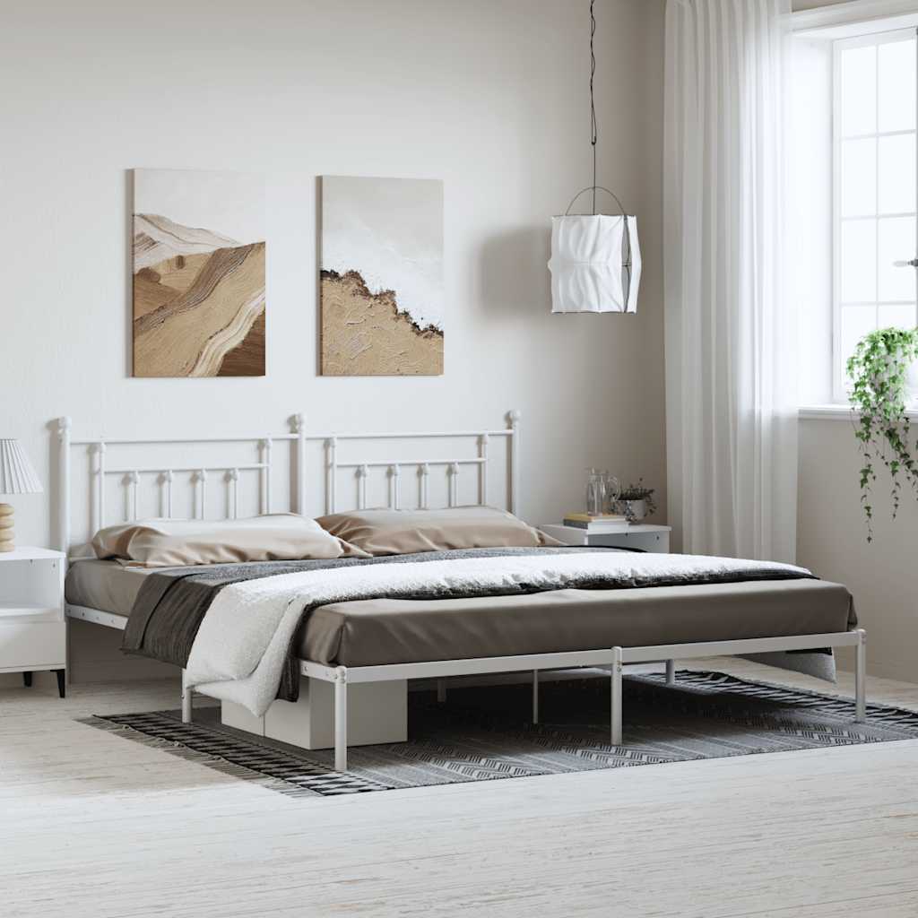 Giroletto con Testiera Metallo Bianco 193x203 cm | homemem39