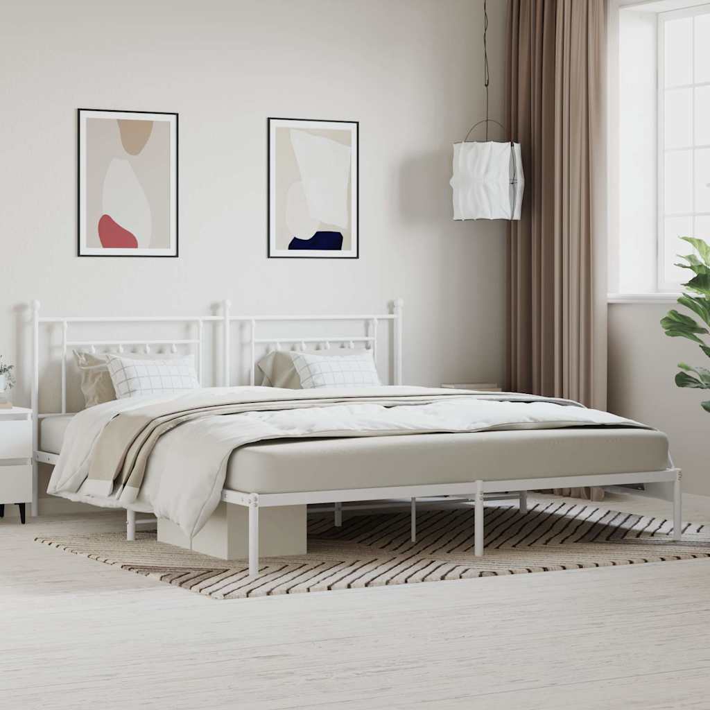 Giroletto con Testiera Metallo Bianco 200x200 cm | homemem39