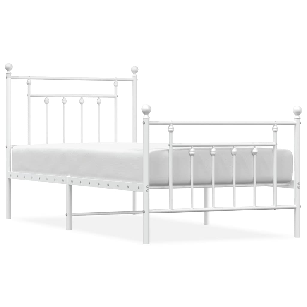 Giroletto con Testiera e Pediera Metallo Bianco 90x190 cm