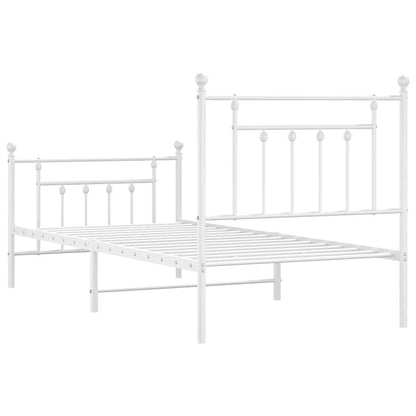 Giroletto con Testiera e Pediera Metallo Bianco 90x190 cm