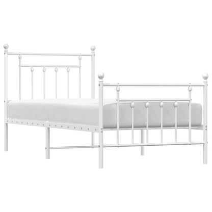 Giroletto con Testiera e Pediera Metallo Bianco 90x200 cm