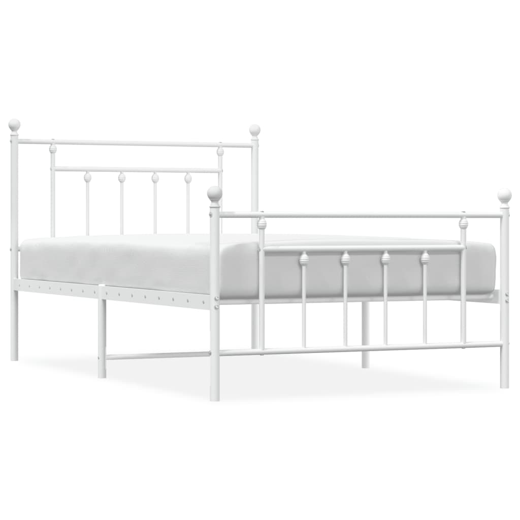 Giroletto con Testiera e Pediera Metallo Bianco 107x203 cm | homemem39