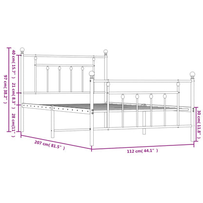 Giroletto con Testiera e Pediera Metallo Bianco 107x203 cm | homemem39