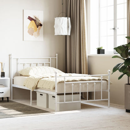 Giroletto con Testiera e Pediera Metallo Bianco 107x203 cm | homemem39