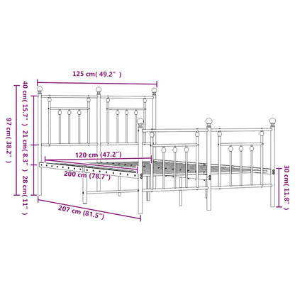 Giroletto con Testiera e Pediera Metallo Bianco 120x200 cm | homemem39