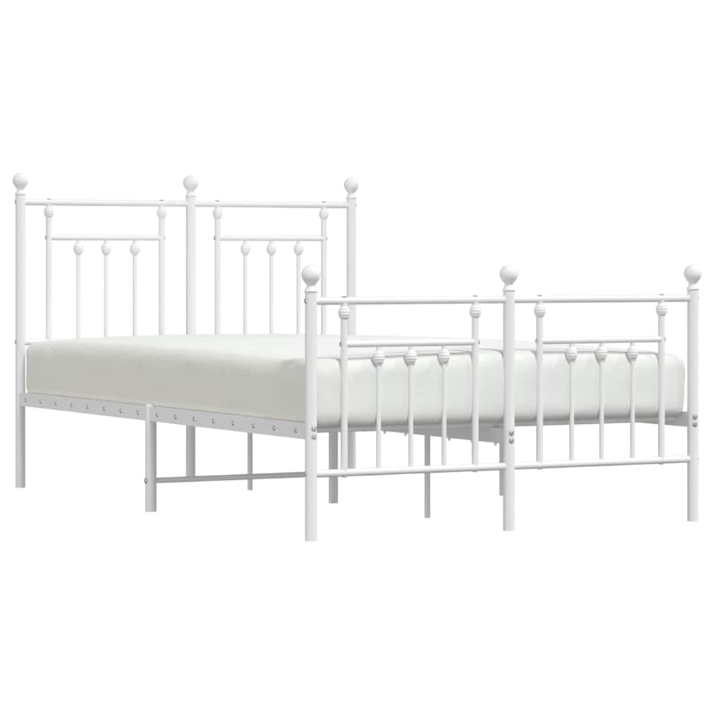 Giroletto con Testiera e Pediera Metallo Bianco 135x190 cm