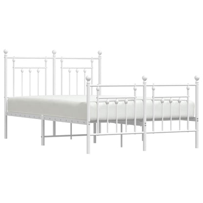 Giroletto con Testiera e Pediera Metallo Bianco 135x190 cm