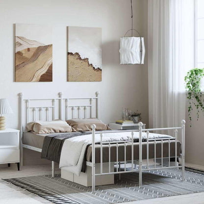 Giroletto con Testiera e Pediera Metallo Bianco 135x190 cm