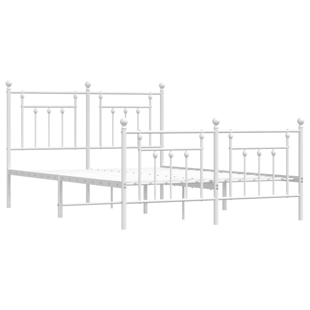 Giroletto con Testiera e Pediera Metallo Bianco 140x190 cm | homemem39