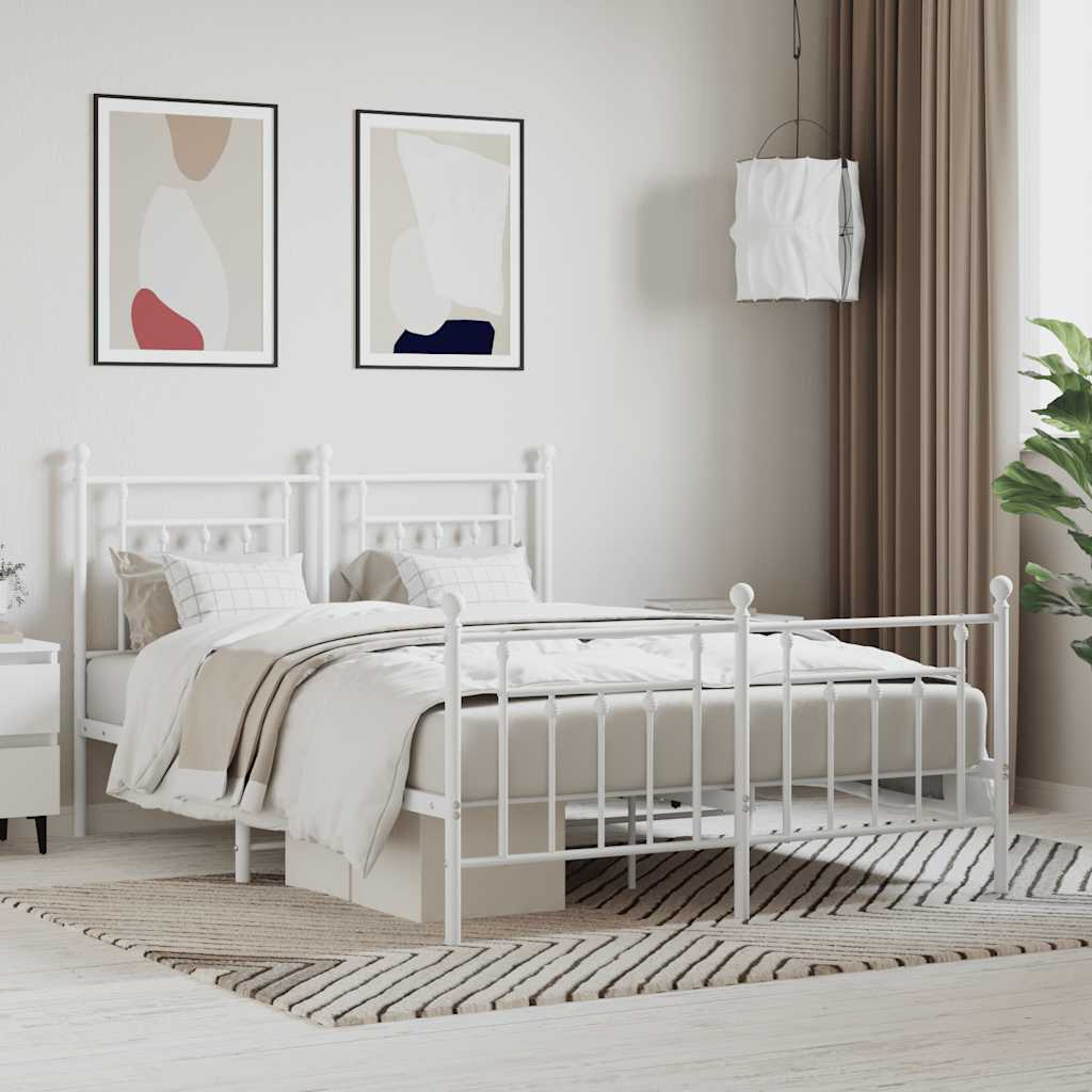 Giroletto con Testiera e Pediera Metallo Bianco 140x200 cm | homemem39