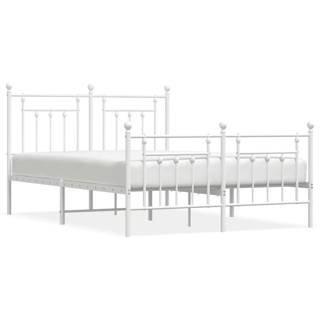Giroletto con Testiera e Pediera Metallo Bianco 150x200 cm | homemem39