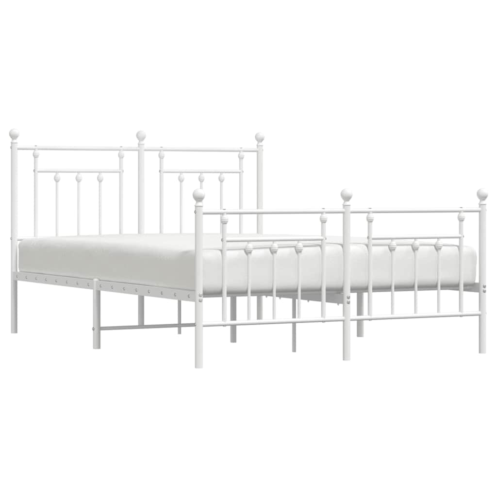 Giroletto con Testiera e Pediera Metallo Bianco 150x200 cm | homemem39