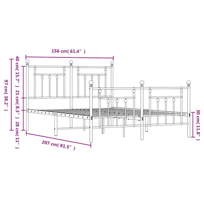 Giroletto con Testiera e Pediera Metallo Bianco 150x200 cm | homemem39