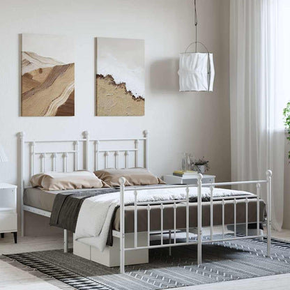 Giroletto con Testiera e Pediera Metallo Bianco 150x200 cm | homemem39