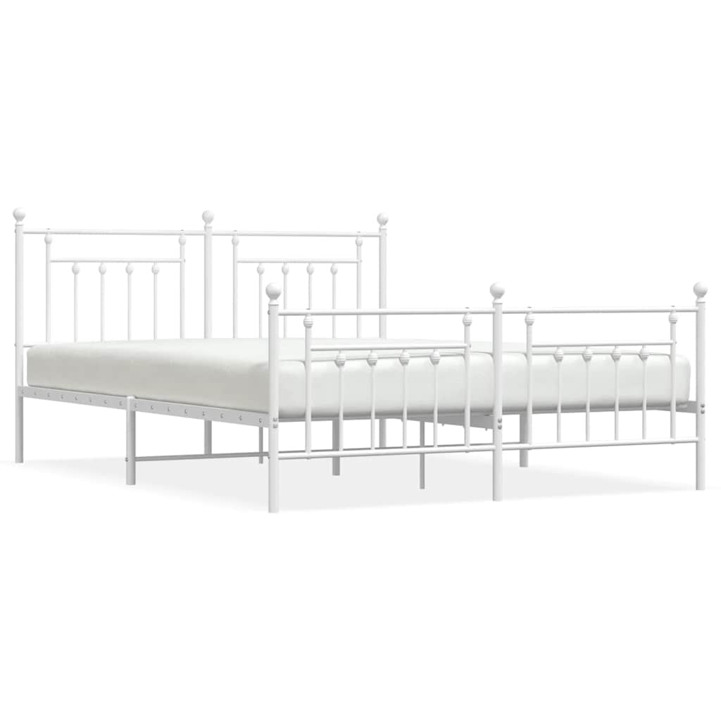 Giroletto con Testiera e Pediera Metallo Bianco 183x213 cm | homemem39