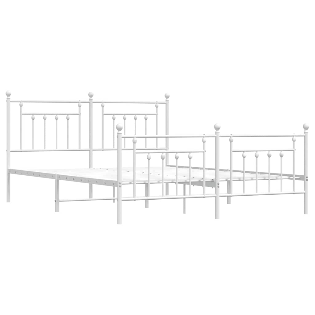 Giroletto con Testiera e Pediera Metallo Bianco 183x213 cm | homemem39
