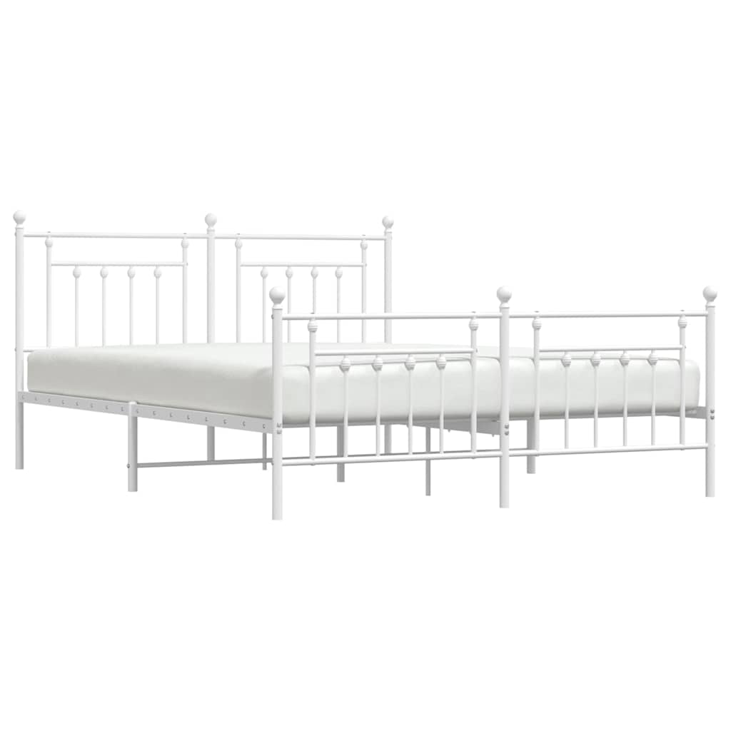 Giroletto con Testiera e Pediera Metallo Bianco 183x213 cm | homemem39