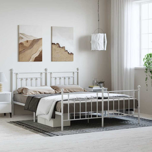 Giroletto con Testiera e Pediera Metallo Bianco 183x213 cm | homemem39