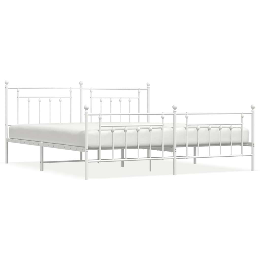 Giroletto con Testiera e Pediera Metallo Bianco 193x203 cm | homemem39