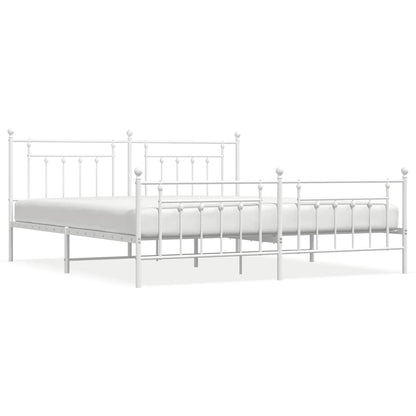 Giroletto con Testiera e Pediera Metallo Bianco 193x203 cm | homemem39