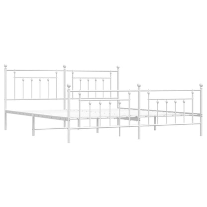 Giroletto con Testiera e Pediera Metallo Bianco 193x203 cm | homemem39