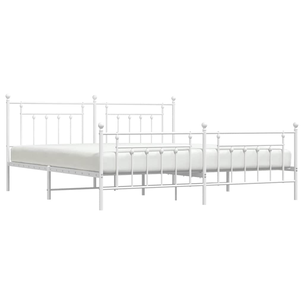 Giroletto con Testiera e Pediera Metallo Bianco 193x203 cm | homemem39