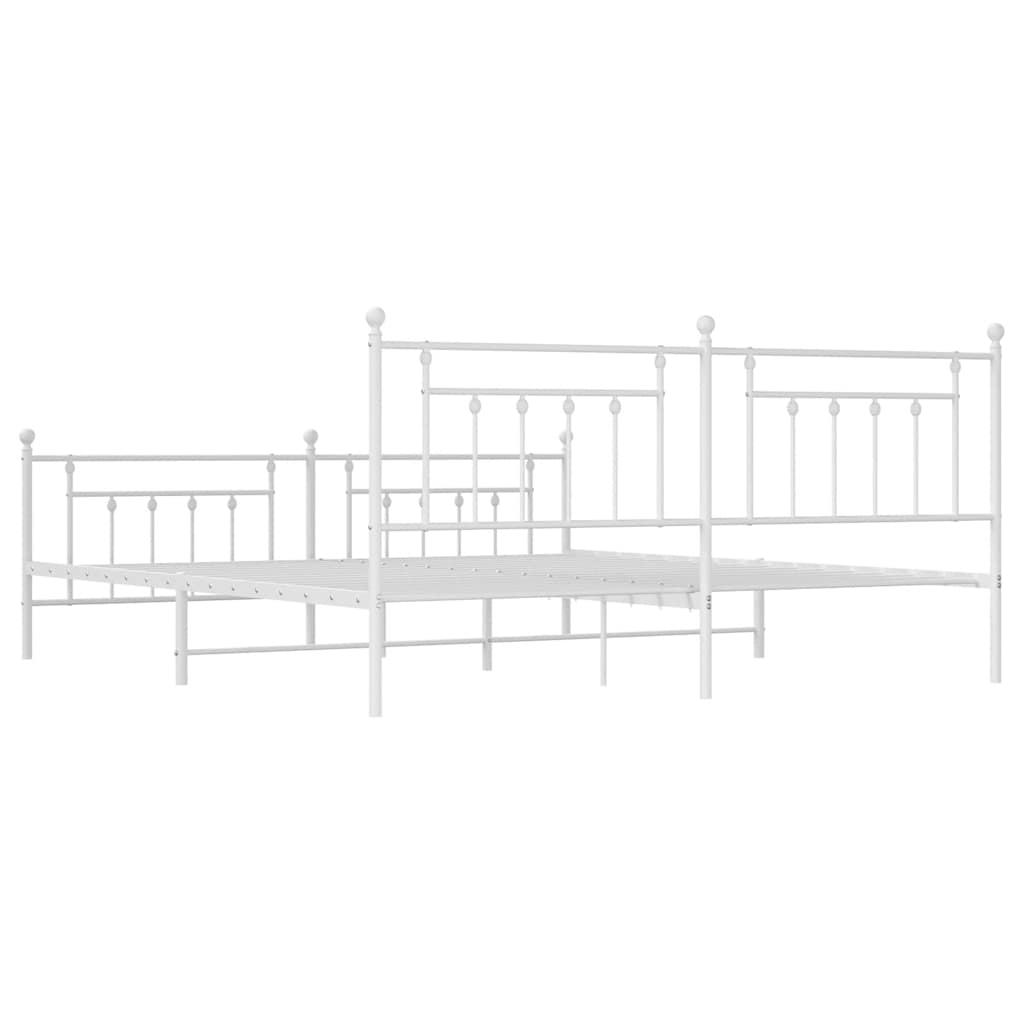 Giroletto con Testiera e Pediera Metallo Bianco 193x203 cm | homemem39