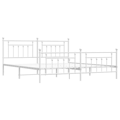 Giroletto con Testiera e Pediera Metallo Bianco 200x200 cm | homemem39