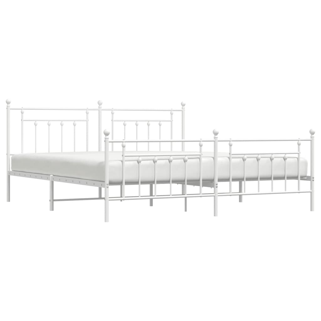 Giroletto con Testiera e Pediera Metallo Bianco 200x200 cm | homemem39