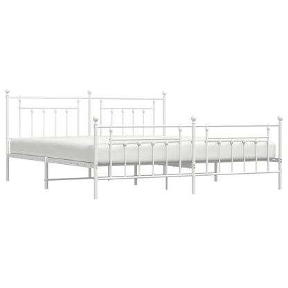 Giroletto con Testiera e Pediera Metallo Bianco 200x200 cm | homemem39