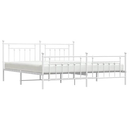Giroletto con Testiera e Pediera Metallo Bianco 200x200 cm
