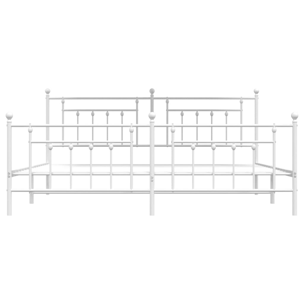 Giroletto con Testiera e Pediera Metallo Bianco 200x200 cm | homemem39